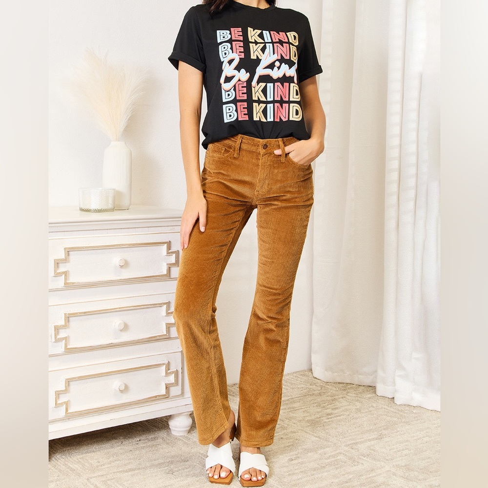 NEW Simply Love Black Be Kind Rainbow Graphic Tee T-Shirt - Picture 4 of 9